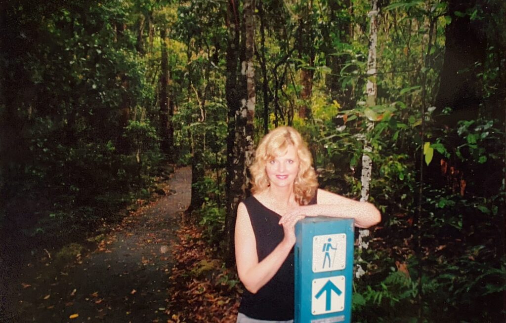 Enjoying nature with a walk in the woods in the mid 2000s