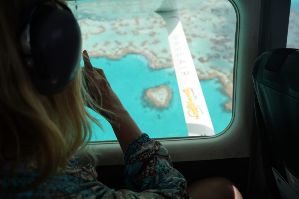Flying over the Heart Reef in 2025.