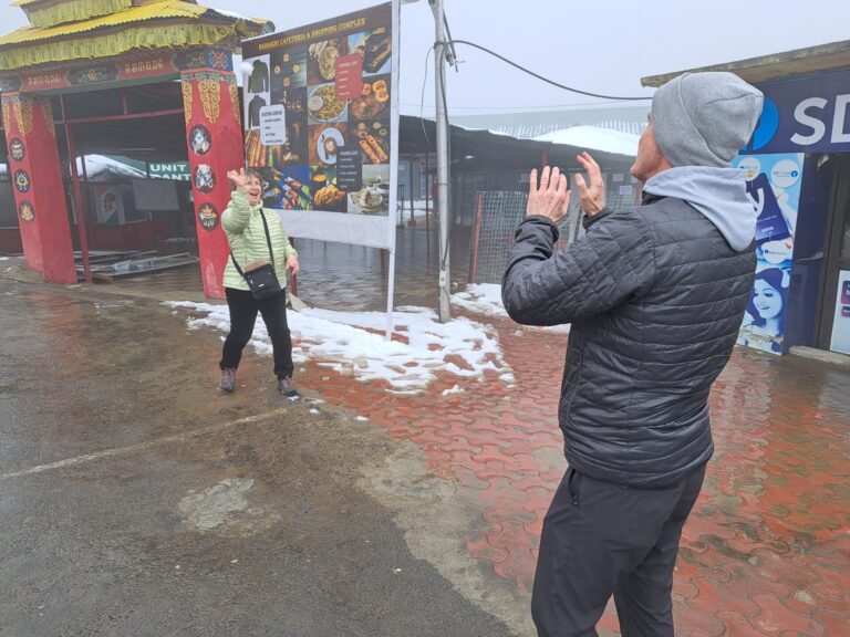 Throwing snowballs with Mark Foley at the Sela Pass, Arunachal Pradesh.