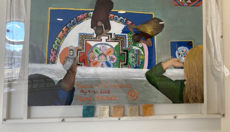 A mural of the sand mandala at Lincoln-Sudbury Regional High School (MA).