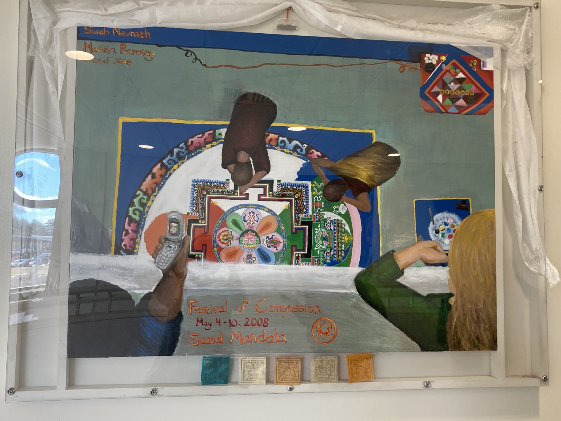 A mural of the sand mandala at Lincoln-Sudbury Regional High School (MA).