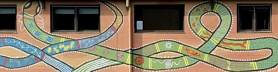 The mural at Muloobinba Waldorf Minamba (Newcastle Waldorf School) - designed by Isaac Osland